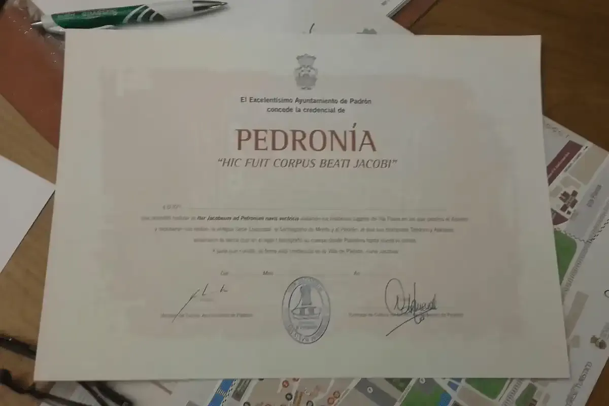 Certificado de la Pedronía en Padrón